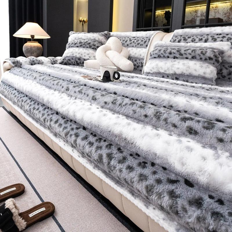 1 Stück gepolsterter Kaninchenfell-Fell-Plüsch Sofa-Schutz Greifbares Plüsch-Sofa-Handtuch Sofa-Kissenbezug für Familienzimmer Moderner Stil Hausdekoration B 70x90cm 1pc