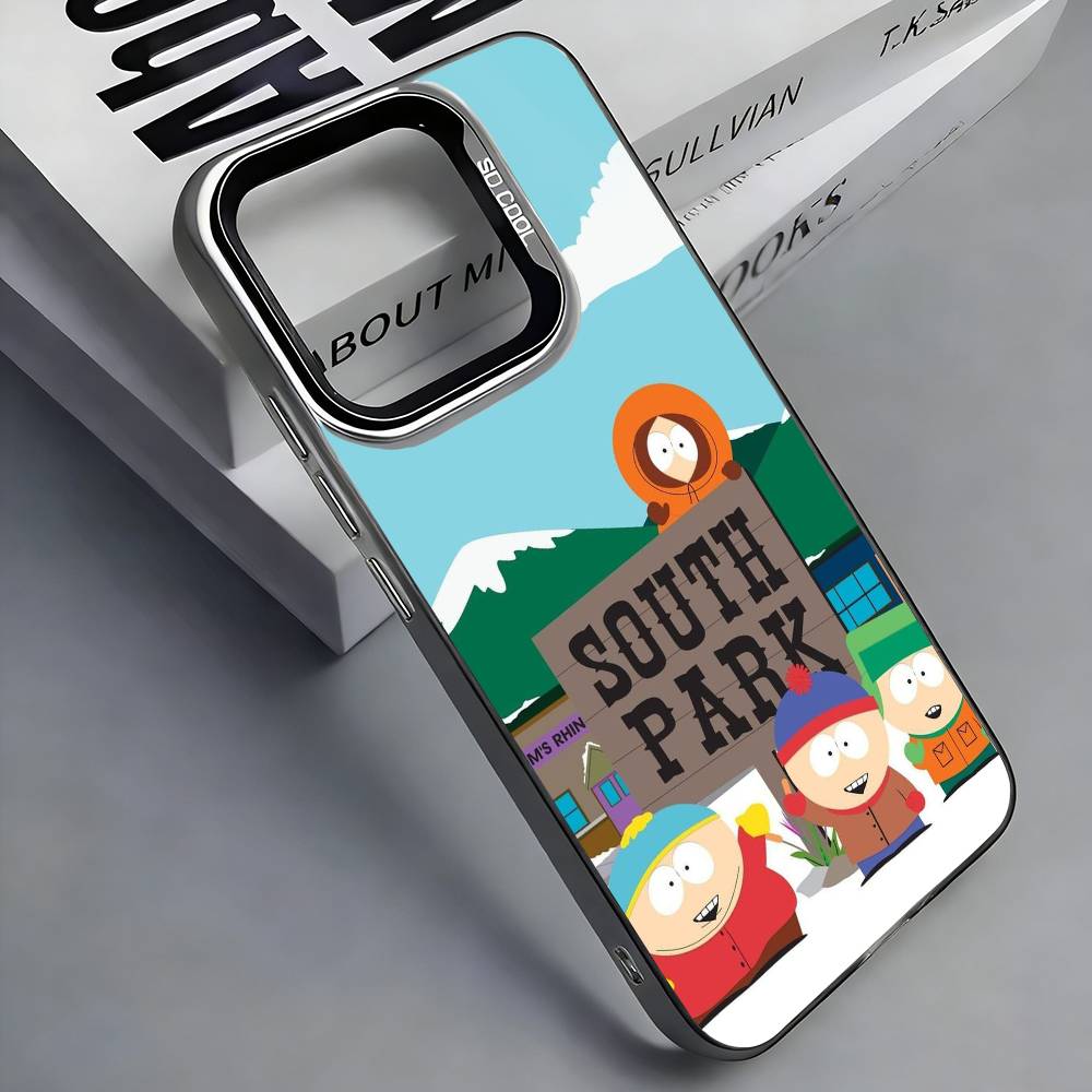 

S-South P-Park Cartoon Phone Case For iPhone 17, 16,15,14,13,12,11 Plus,Pro Max, Colorful Silver Funda Cover iPhone16