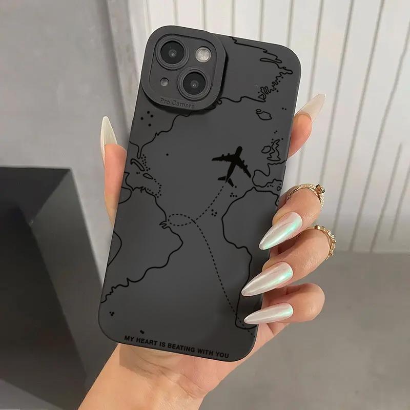 Coque de téléphone Desian inspirée du voyage en avion pour iPhone 15 14 11 12 13 16 Pro Max Mini 7 8 Plus X XR XS Max 16E SE