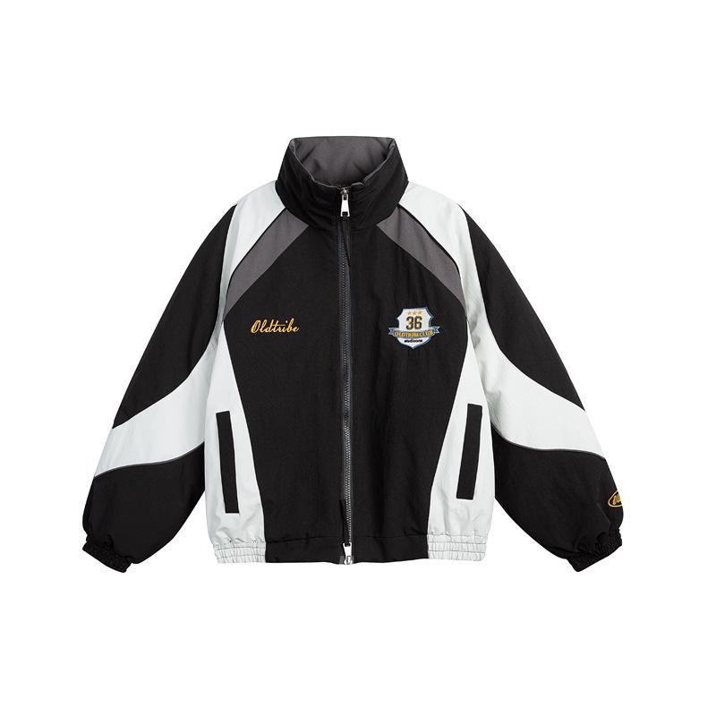 

2025 Winter Men s Trendy Patchwork Color Block Cotton Flight Jacket - Warm Casual Outerwear Medium чорний