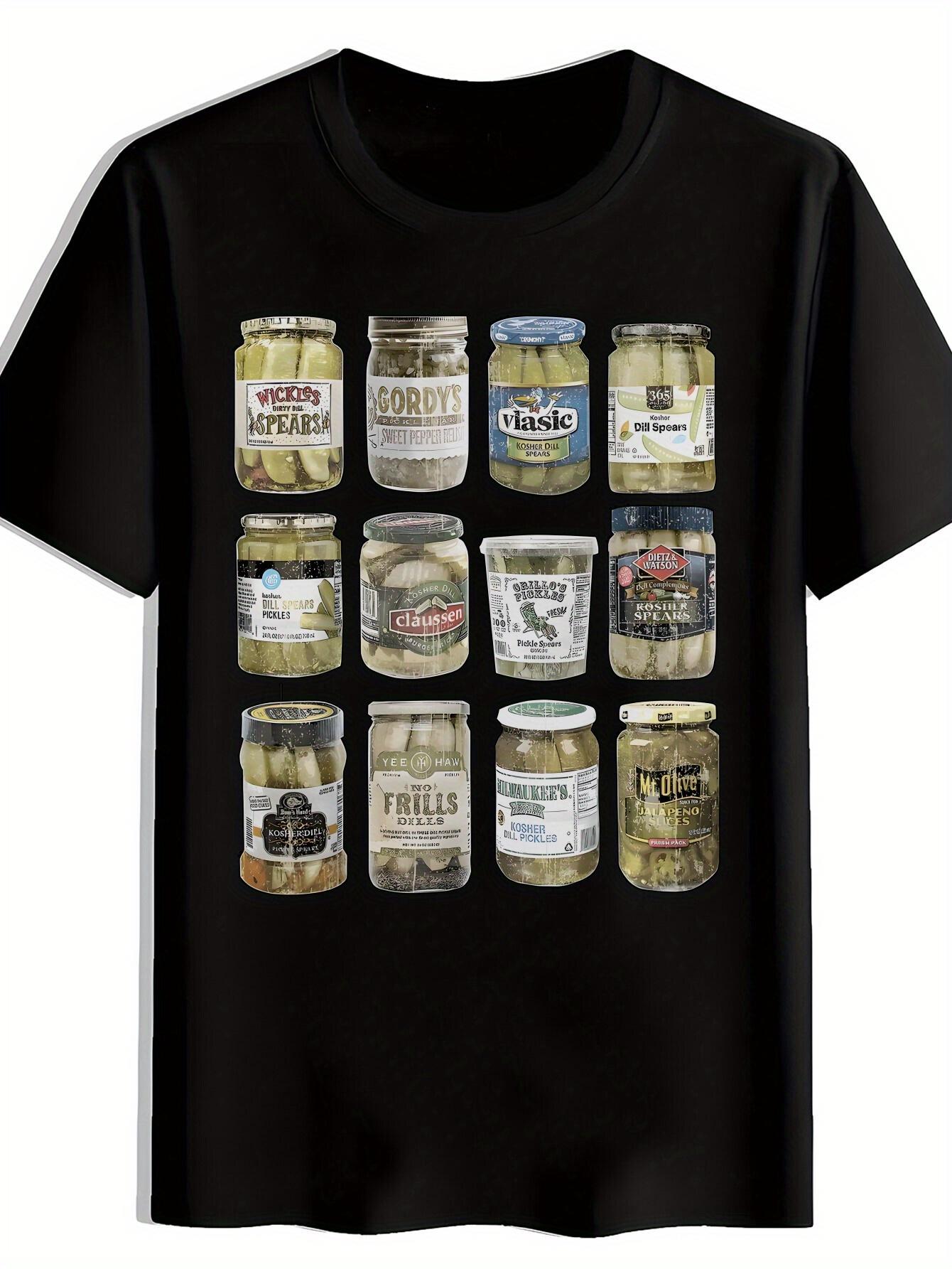 T-shirt Casual Summer with Pickle Jar Graphic - Dill Pickles Design XXXXL