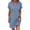 Women's New Style V-Neck Solid Color Sleeveless Comfortable Casual Button Dress
