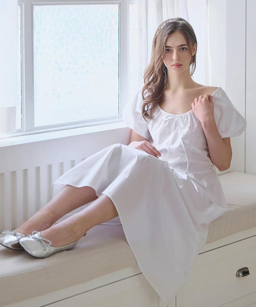 Slow Lolly Puff Shirring Long Dress_3 Colors