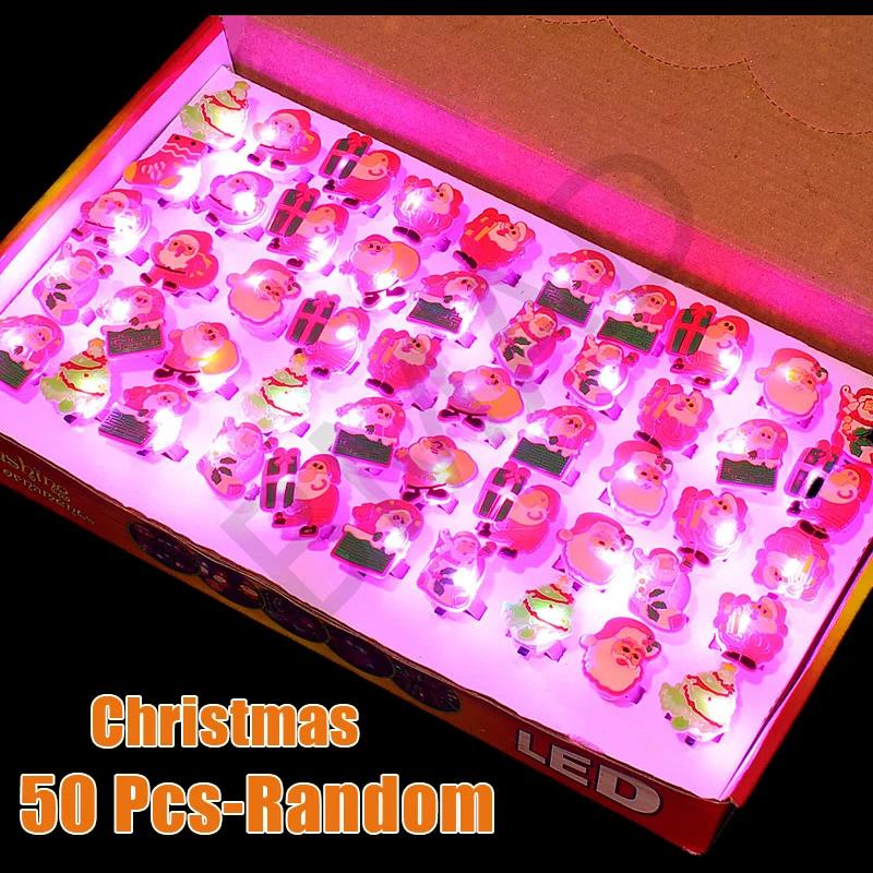 LED Luminous Christmas Ring Snowman Antlers Glow in Dark Finger Light for Xmas Party Children Adult Gift