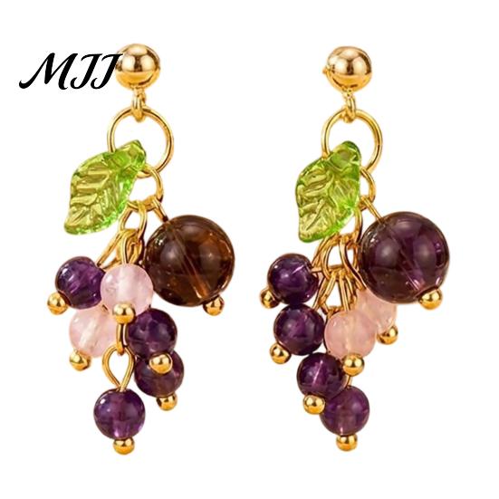 Elegant Earrings for Dates 1 Pair Grape Earring Women, Cute Fruit Dangle Drop Earrings, Pastoral Style Accessories 3D Purple Shaped Summer Jewelry
