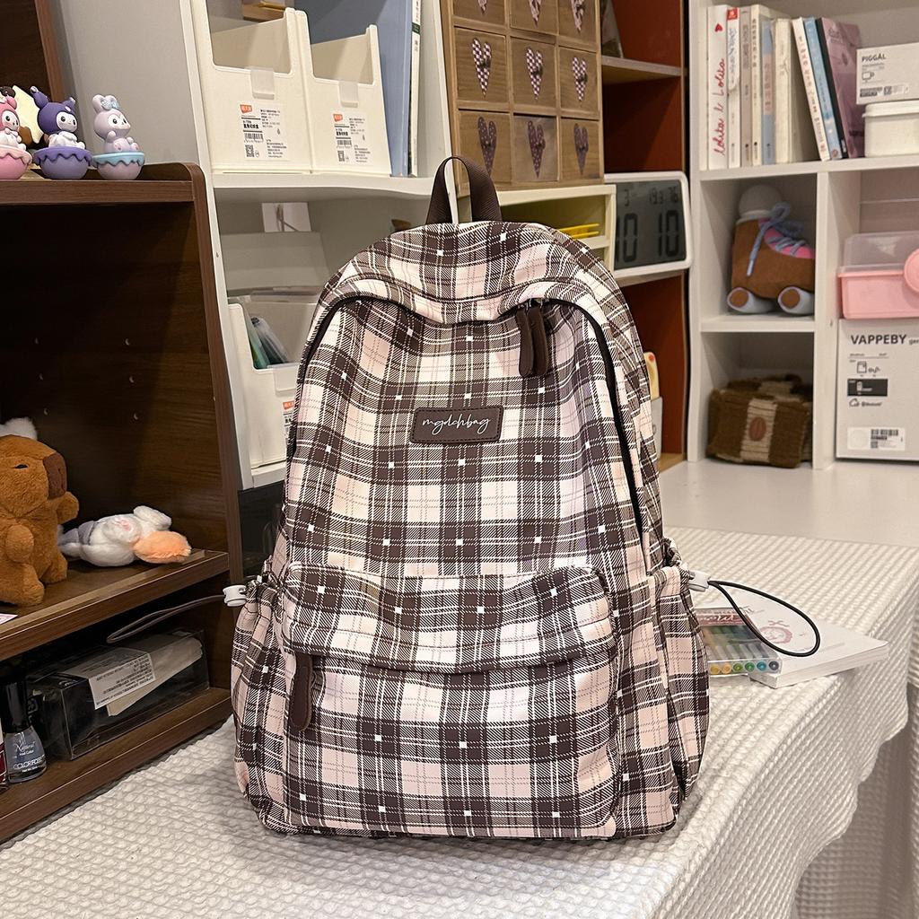 Schoolbag New Retro Plaid Schoolbag Women's High-value College Style Junior High School Student Fashion Versatile Mori Backpack