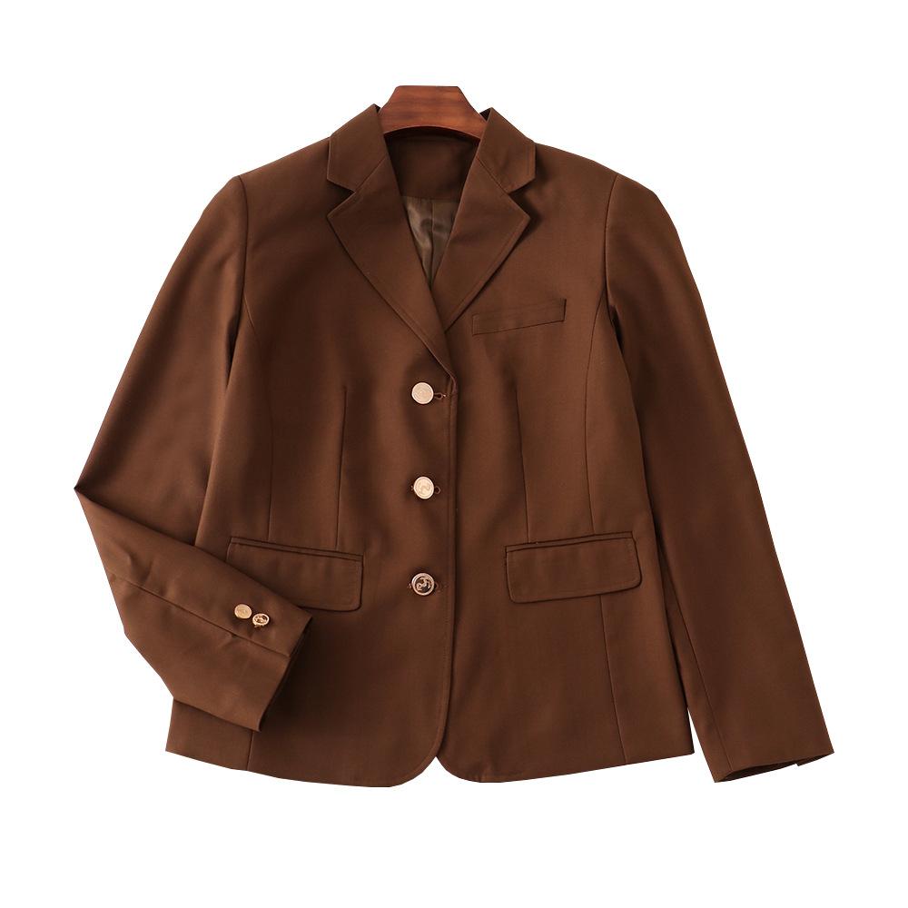 Damen JK Blazer Anzugjacke Revers Langarm Zweiknopf Lässig Arbeit Interview Mantel
