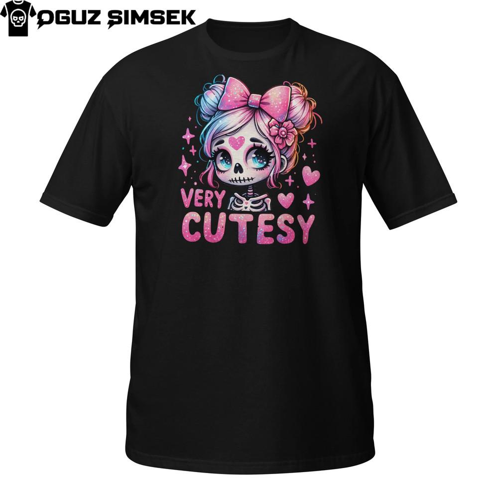 

Very Cutesy Skeleton Girl T-Shirt | Funny Kawaii Goth Pastel Pink Cute Skull Tee 2XL