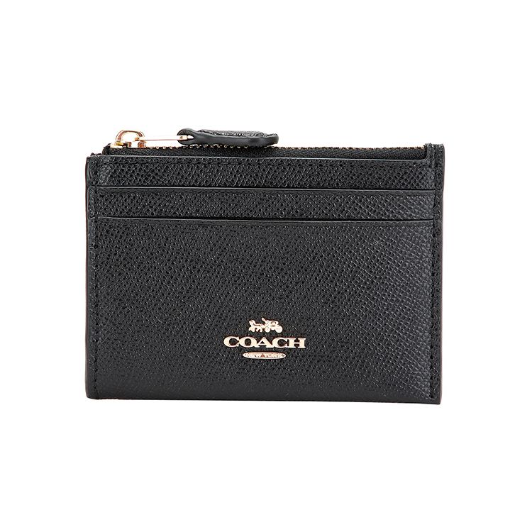 

Coach Skinny 11 Logo Leather Card Holder Key Pouch Mini Women Accessories Black 88250-IMBLK Basic Set (Bag+Dust Bag)