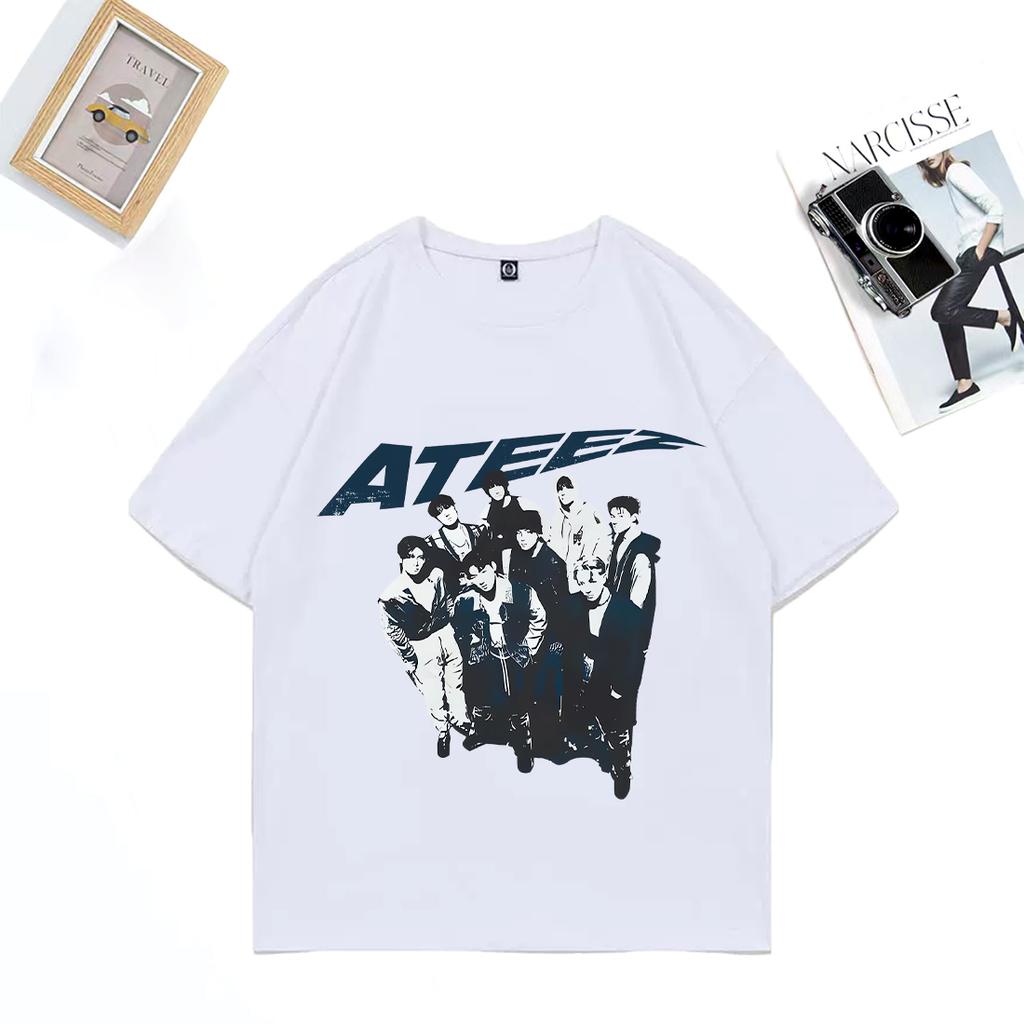 Retro Ateez 2025 World Tour In Fantasy Vintage T Shirt Unisex WOMEN Fashion Oversized 100 Cotton Tshirts Short Sleeve Unisex Tees