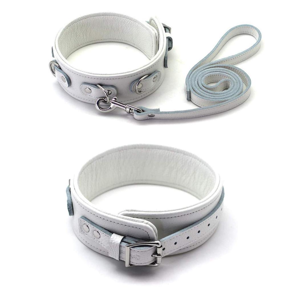 Liebe Seele SM Goods Cosplay Restraints High Quality Cosplay X Silver Metal Collar, Handcuffs, Set, (White Fittings)