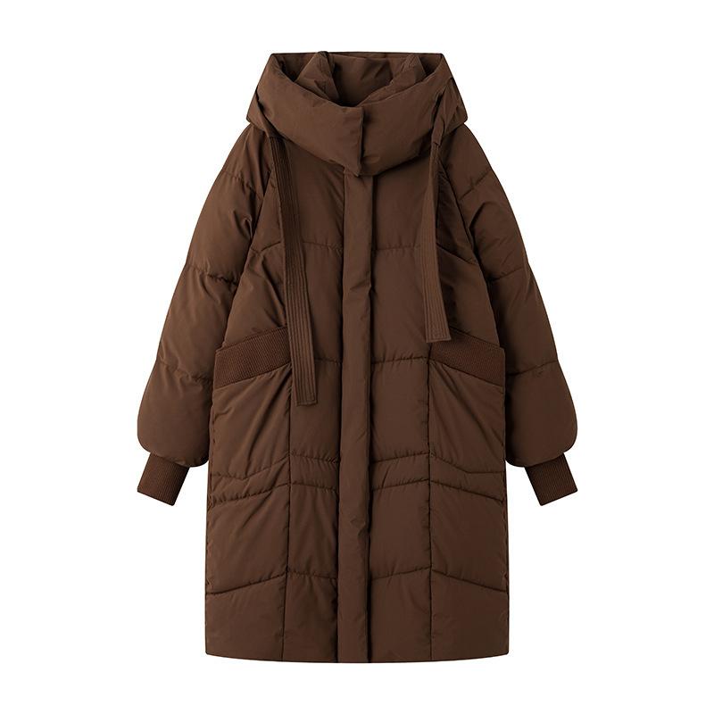 New long down cotton-padded clothes for women's winter fashion hooded knee-length thickened warm cotton-padded jacket