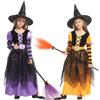Halloween Børne Lilla Heks Kostume Piger Eventyr Troldmand Kjole Børnetøj Baby Flagermus Edderkop Fest Cosplay Outfit 2-12 År