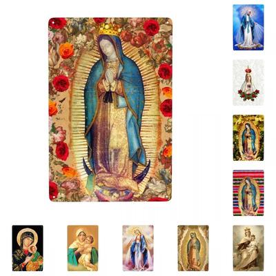 Our Lady Of Guadalupe Virgin Mary Metal Tin Sign Custom Retro Catholic Mexico Poster Plaque for Office Store Pubs Club Art Decor
