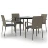 VidaXL Garden Dining Set Cushions 5 Pcs Black and Grey, Dining Set, Dining Set 3185126