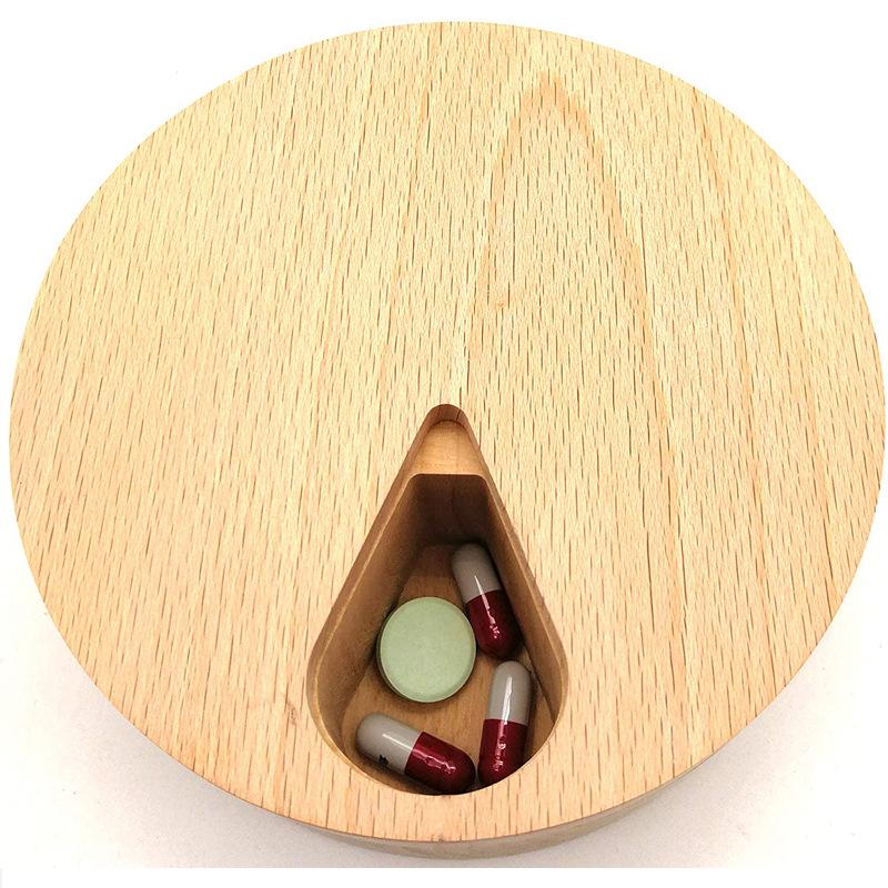

Wood Pill Box 7 Grids Medicine Tablet Dispenser Storage Case Portable Travel Weekly Drugs Container Holder
