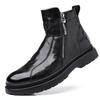 Autumn Winter Genuine Leather Boots for Men Solid Color Fashion Casual Knight Boots Man New Designer Zipper High Quality Shoes