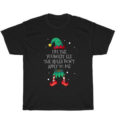 I'm The Youngest The Rules Don't Apply To Me Elf Xmas Christmas T-Shirt Unisex