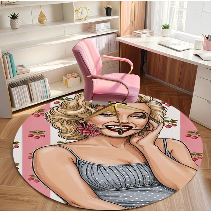 Marilyn Monroe Print Rond Tapijt, Wasbaar Vloerkleed, Voor Entree Slaapzaal Wasruimte Kantoor Studeerkamer, Woondecoratie Verjaardag Kerstcadeau