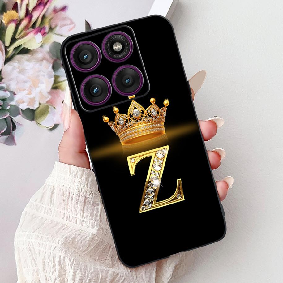 For Motorola Edge 60 Pro Case 2025 Luxury Crown Letters Soft Silicone Black Phone Cover For Moto Edge 60 Fusion 60s Edge60 Funda