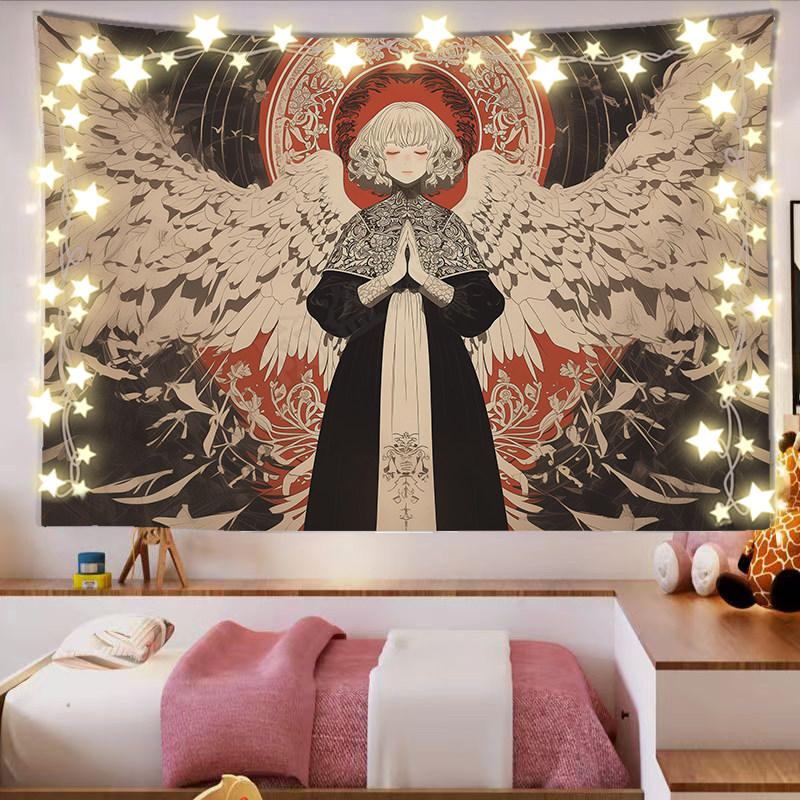 Vintage Angel Tapestry European American Ins Style Wall Hanging Backdrop for Homestay Studio Dorm Room Decor Poster