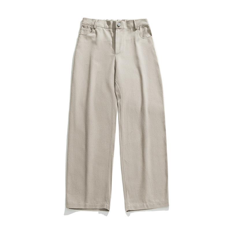 Japanese Style Men's Vintage Cotton Trousers Casual Spring Autumn Pants Solid Slightly Loose Long Pants