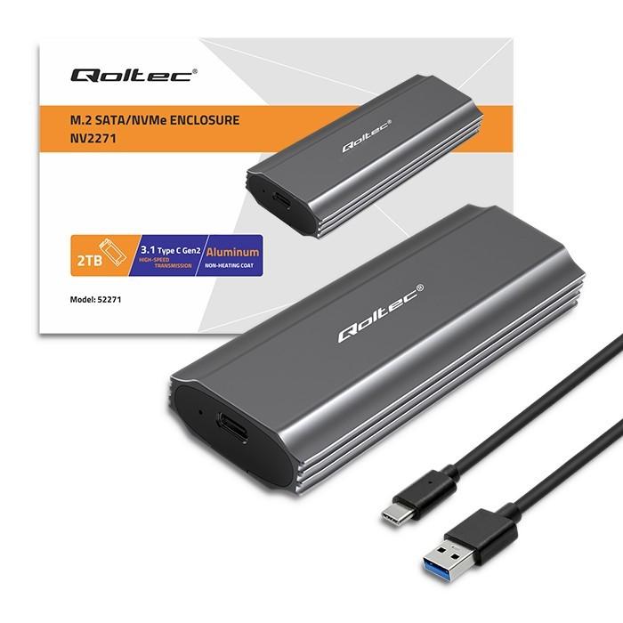 Enclosure for Drive M.2 SSD, SATA, NVMe, USB C