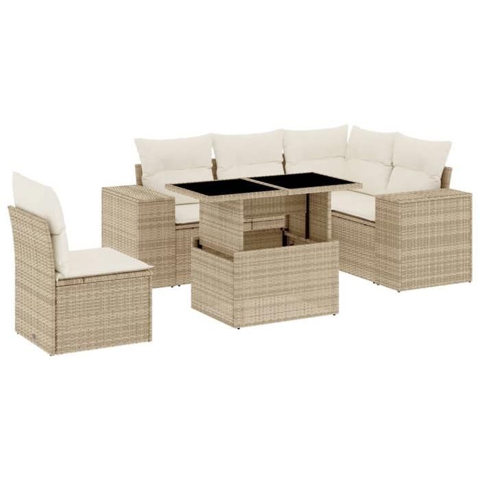 VidaXL Garden Lounge Set with Cushions 6 Pcs Beige Braided Resin 3269168