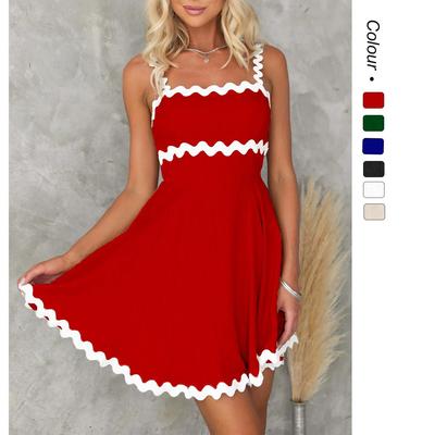 25th Anniversary Summer Sweet Solid Color Sexy Sling Short Dress