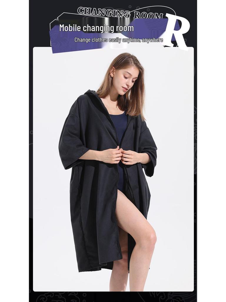 Quick-Dry Surf & Dive Change Robe: Zippered, Absorbent Beach Towel Poncho