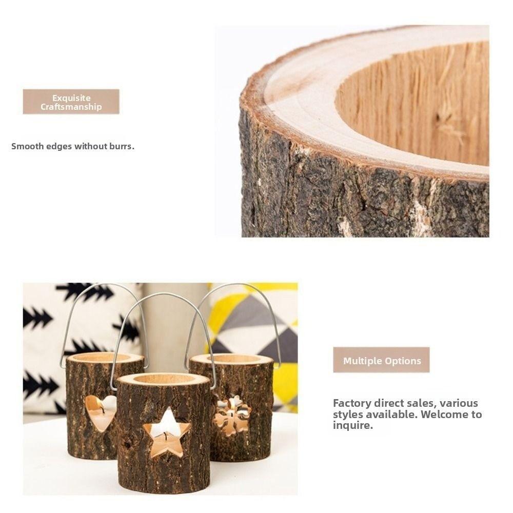 Decorative Candle Holder Rustic Craft Candelabra Tabletop Ornament Wood Candlestick Atmosphere