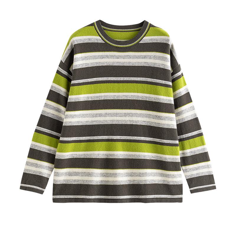 Chuyu Women's Striped 100% Merino Wool Knit Top