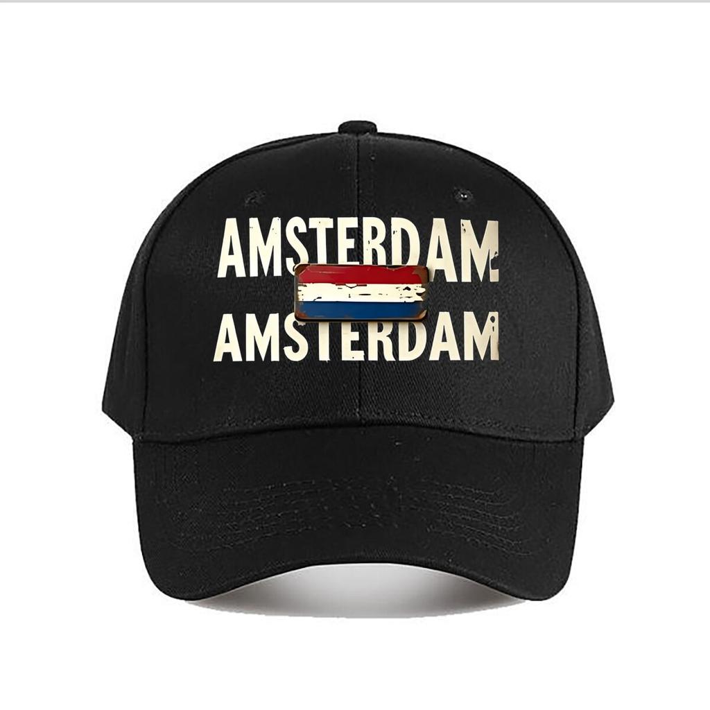 Berretto da Baseball in Cotone Lavato Vintage Amsterdam Berretto da Baseball Moda Unisex Cappello da Sole Donna Sport all'Aperto Cappellino Snapback
