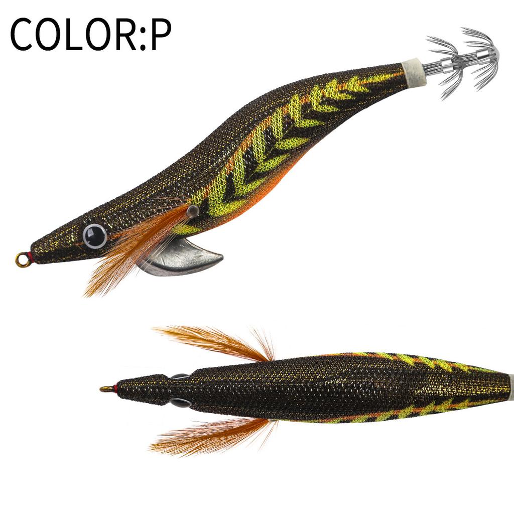 SWORDFISH Printed Luminous Wood Squid Lure Shrimp Artificial Hard Bait with Hooks for Sea Fishing and Lure Fishing