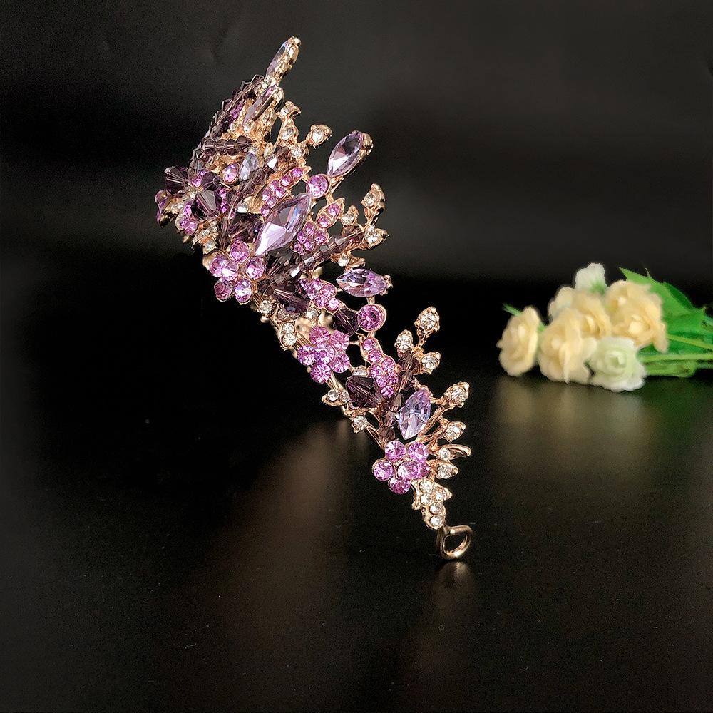 New Violet Rhinestone Bridal Crown Wedding Dress Accessories Bridal Tiara Hair Accessories Handmade Crown Tiara