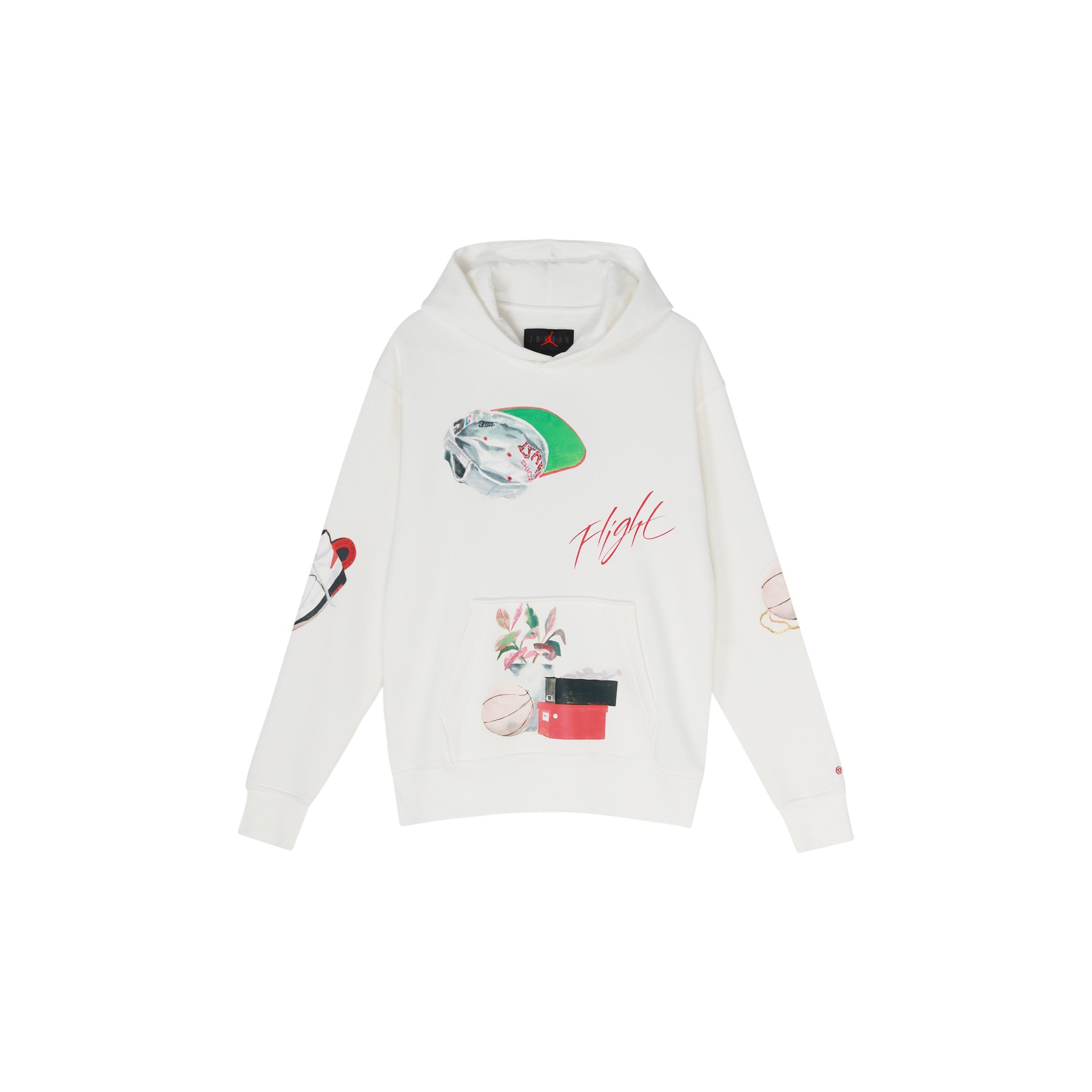 Air Jordan Alphabet Pattern Pullover Hooded Long Sleeves Hoodie Men s White DQ8044-133 M