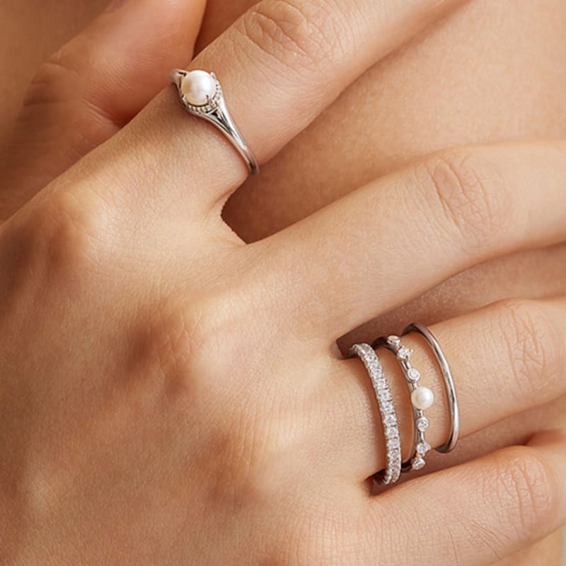 ANIA HAIE Natural Freshwater Pearl 925 Silver Ring R058-06H