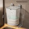 Wall-Mounted Foldable Suction Cup Laundry Basket for Bathroom or Toilet.