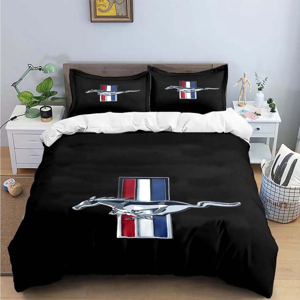 Fashion Exquisite M-Mustang Print Bedding Sets Exquisite Bed Supplies Set Duvet Cover Bed Comforter Set Bedding Set Luxury  Gift