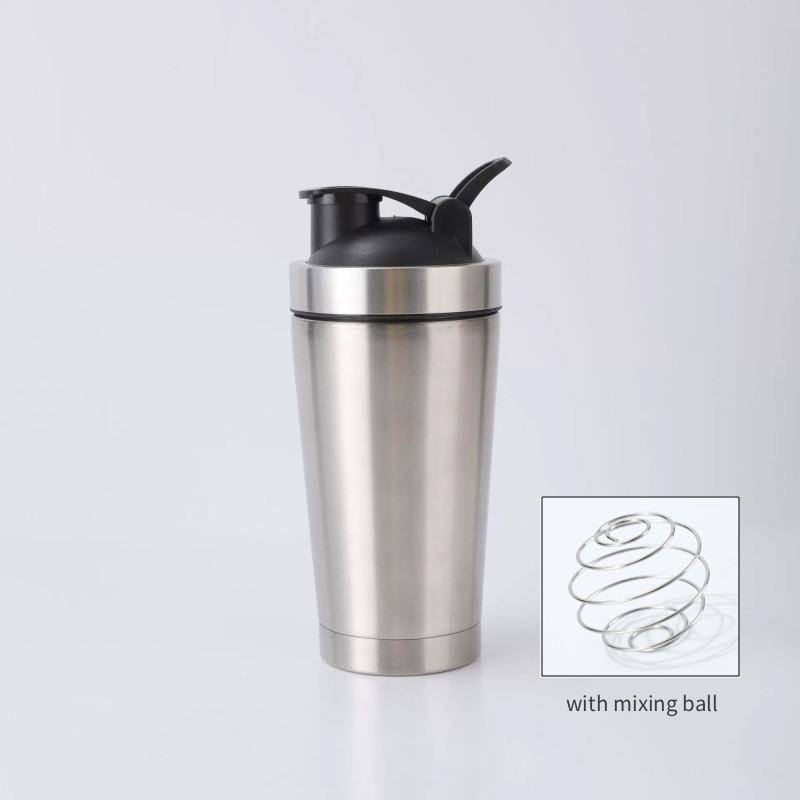 Double Layer Stainless Steel Shaker Bottle With Mixer Ball For Fitness Enthusiasts