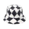 Spot 2025 autumn and winter Europe and America new warm geometric rhombus lattice bucket hat lamb wool pot hat foreign trade