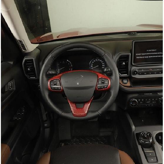 Red Carbon Fiber Interior Steering Wheel Trim For Ford Bronco Sport  -25