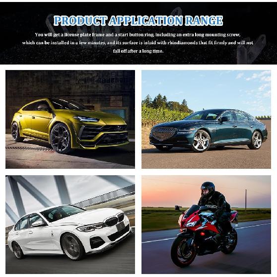 Bling License Plate Frame for Women, License Plate Holder, Sparkly Rhinestone Diamond Tag Holder Frames with Crystal Screws Caps, Stainless Steel