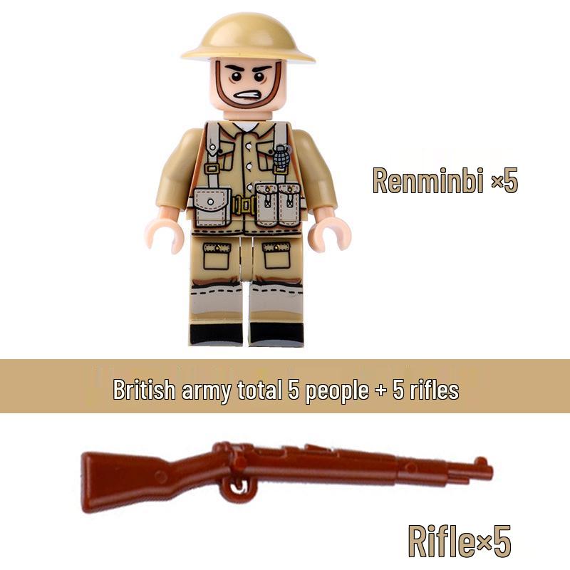 Compatible Lego WWII Military Minifigures: US Army Soldiers with Weapons - Educational Assembly Toys for Boys