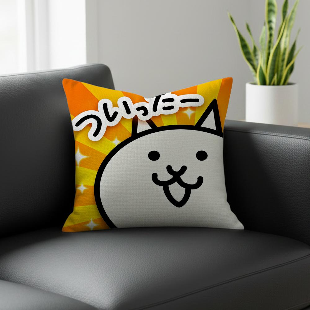 Battle Cats Cushion Cover Natural Linen Pillowcase Set, All-In-One Decor For Sofa, Bedroom & Chair