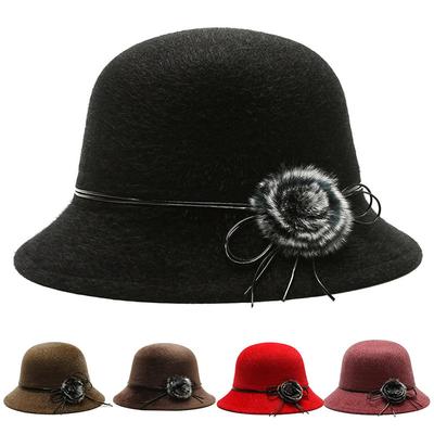 Czapka zimowa Pompon z wełny Imitacja futra z norek Kapelusz rybacki Babcia Outdoor Modna Ochrona przed słońcem Ciepła wełniana czapka typu garnek