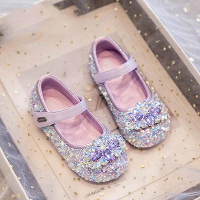 Mädchen Kristall Prinzessin Schuhe Frühling und Herbst Neue Kinderschuhe Einzelne Schuhe Weiche Sohle Baby Mädchen Auftritt Kleine Lederschuhe