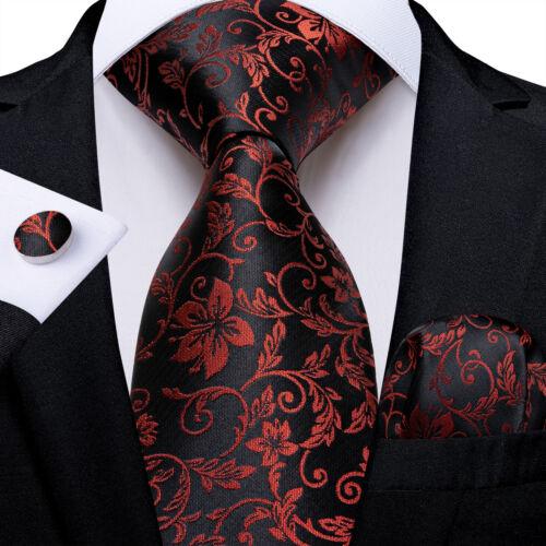 Dibangu Mens Silk Necktie Set Striped Paisley Solid Tie Pocket Square Cufflinks