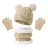 3Pcs/Set Winter Knitted Hats Scarfs Warm Bonnet Gloves Kits Children Scarf Hat Gloves Set  Outdoor