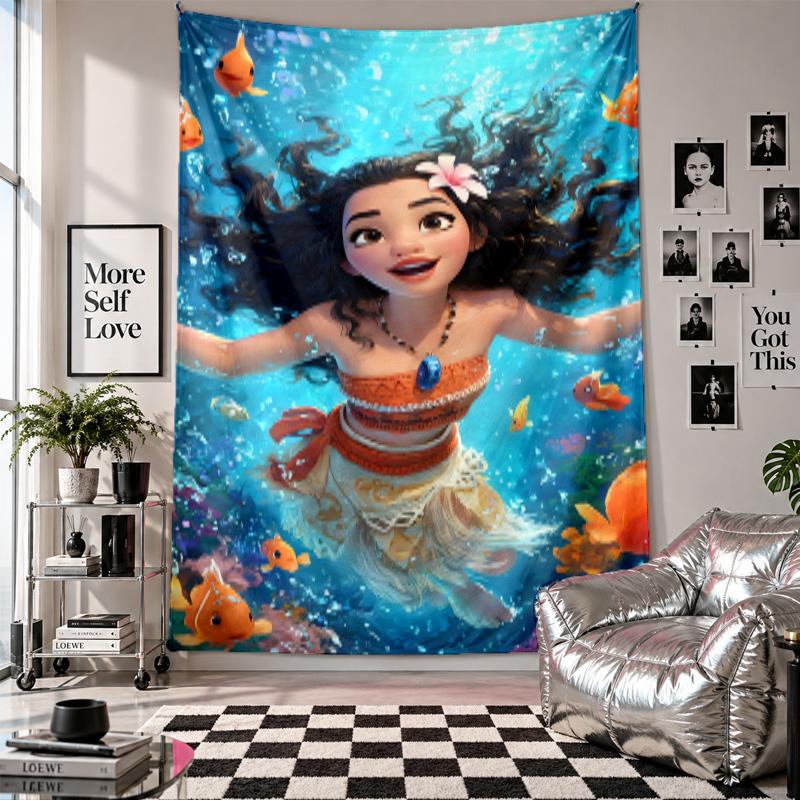 Wall TapestryMoana Cartoon Art Hanging Cloth Decorative Background Cover for Room Decoration